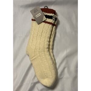 HUNTER Cable Knit Slipper Socks Cream Sherpa Grip Bottom Cozy Boot Socks NWT